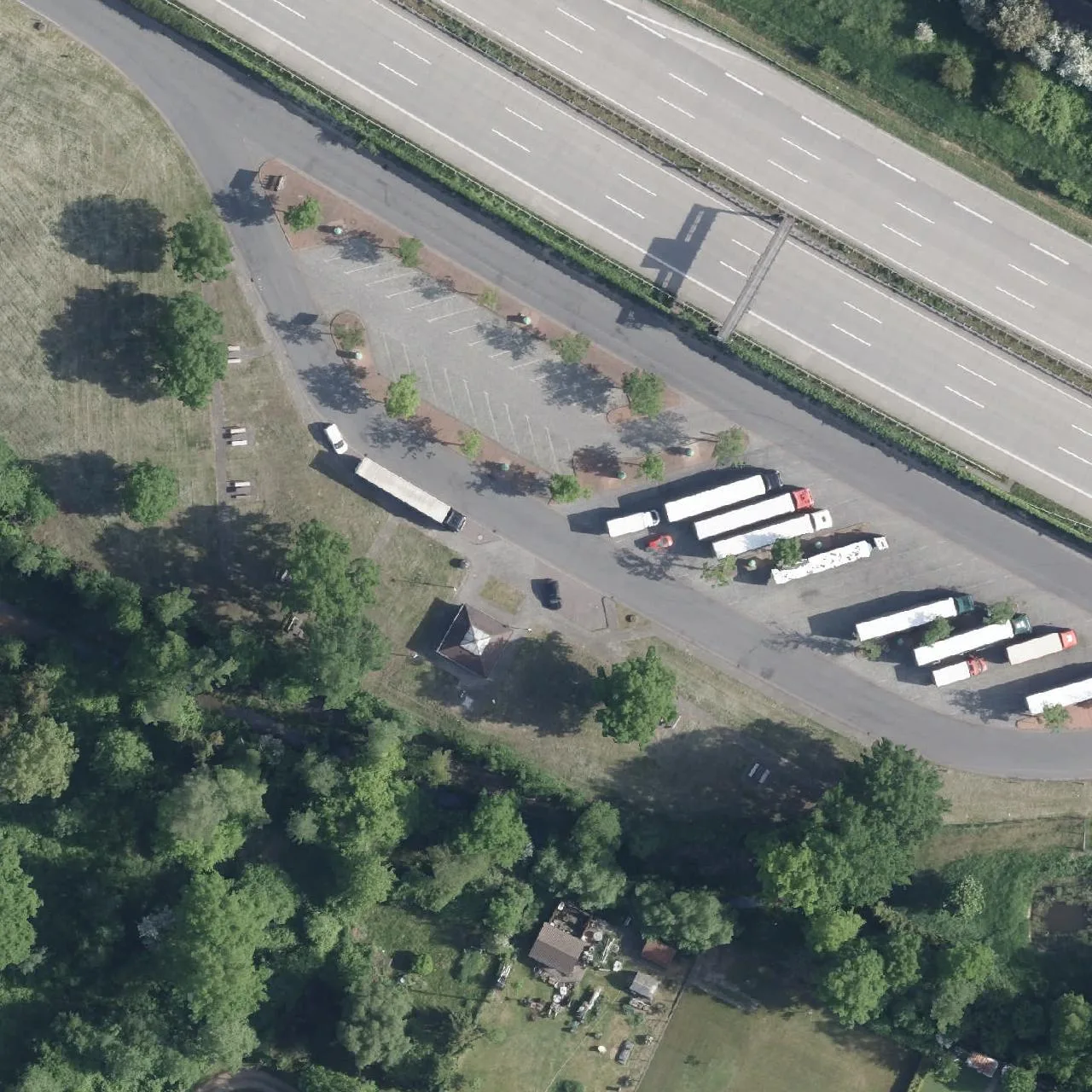 Aerial photo (orthophoto) of truck parking Osterwiesen from 2025