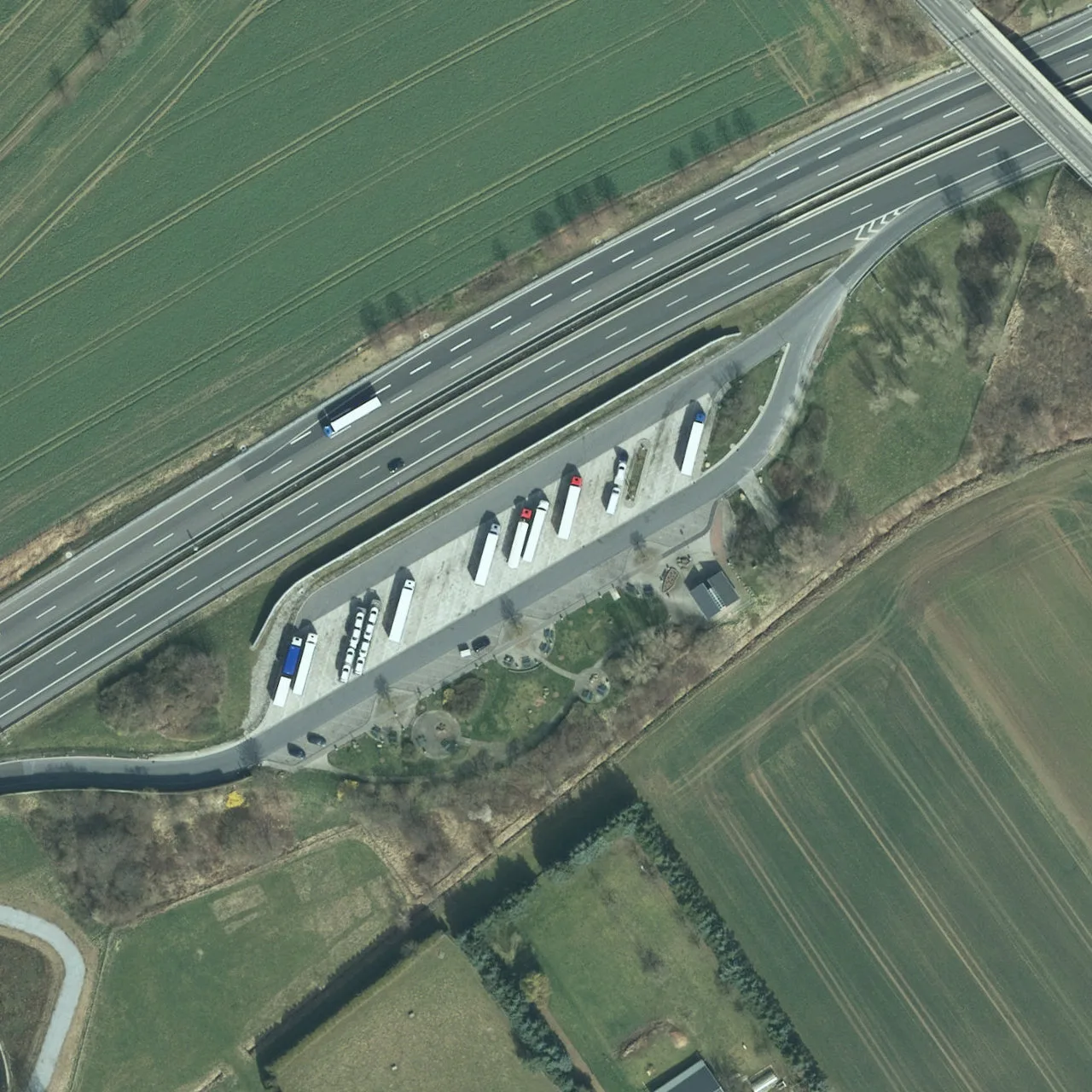 Aerial photo (orthophoto) of truck parking Rödertal Süd from 2024