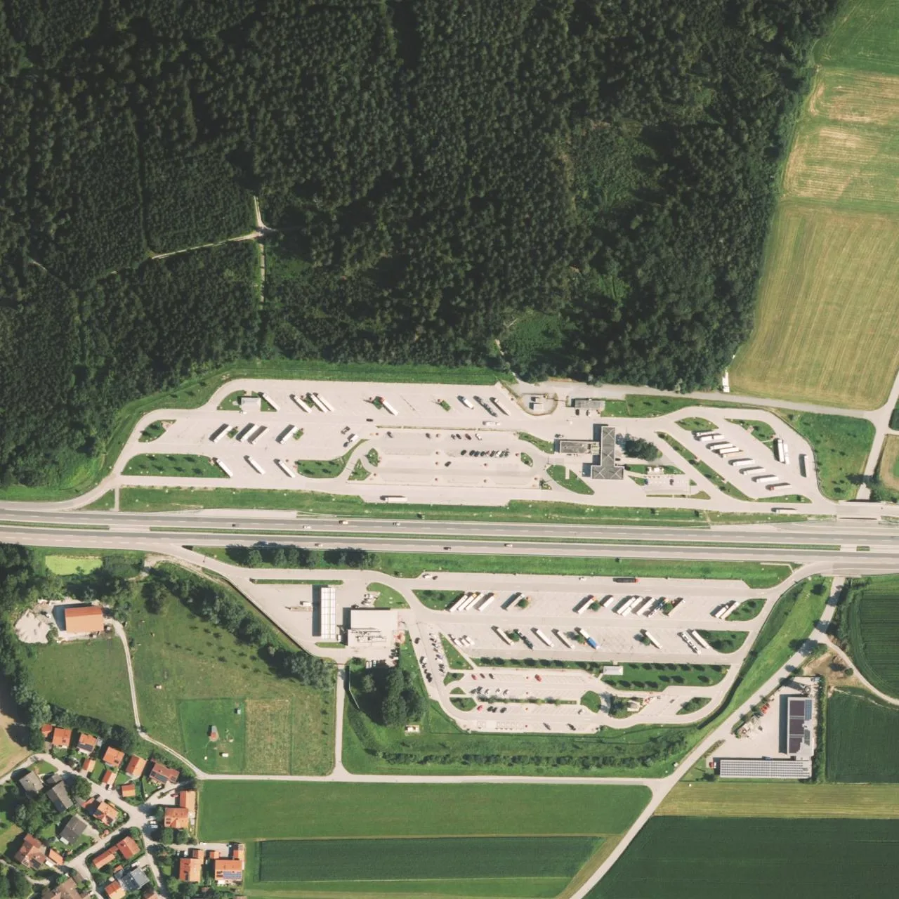 Aerial photo (orthophoto) of truck parking Samerberg-Nord from 2022