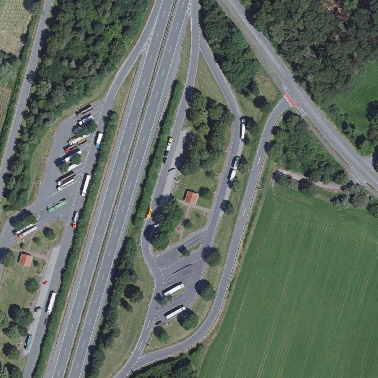 Aerial photo (orthophoto) of truck parking Holsterhausen from 2024
