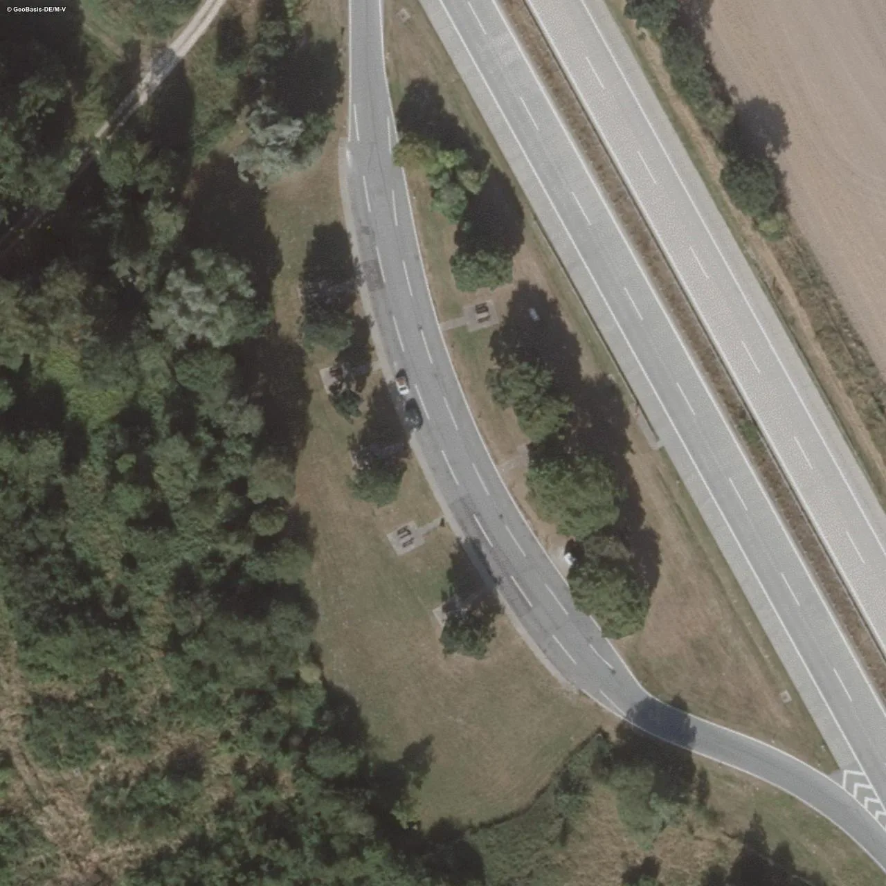 Aerial photo (orthophoto) of truck parking Kritzkow from 2024