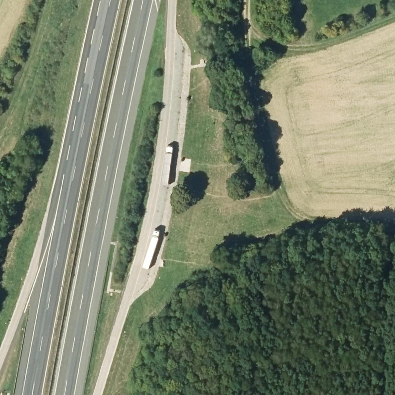 Aerial photo (orthophoto) of truck parking Hühnerwäldchen from 2023