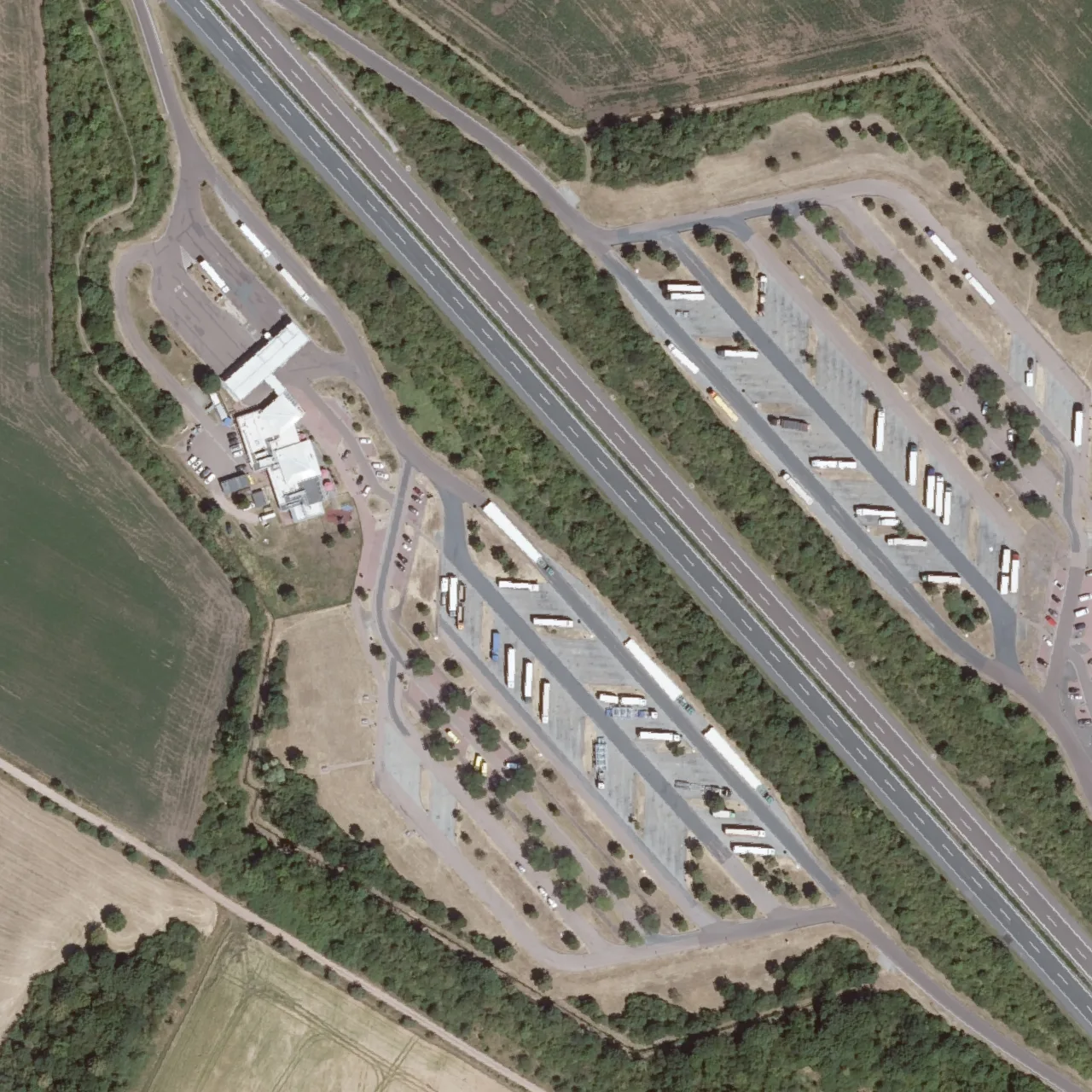 Aerial photo (orthophoto) of truck parking Plötzetal West from 2025