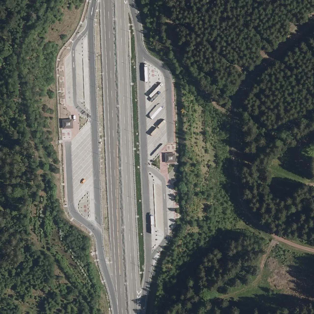 Aerial photo (orthophoto) of truck parking Adlersberg Ost from 2024
