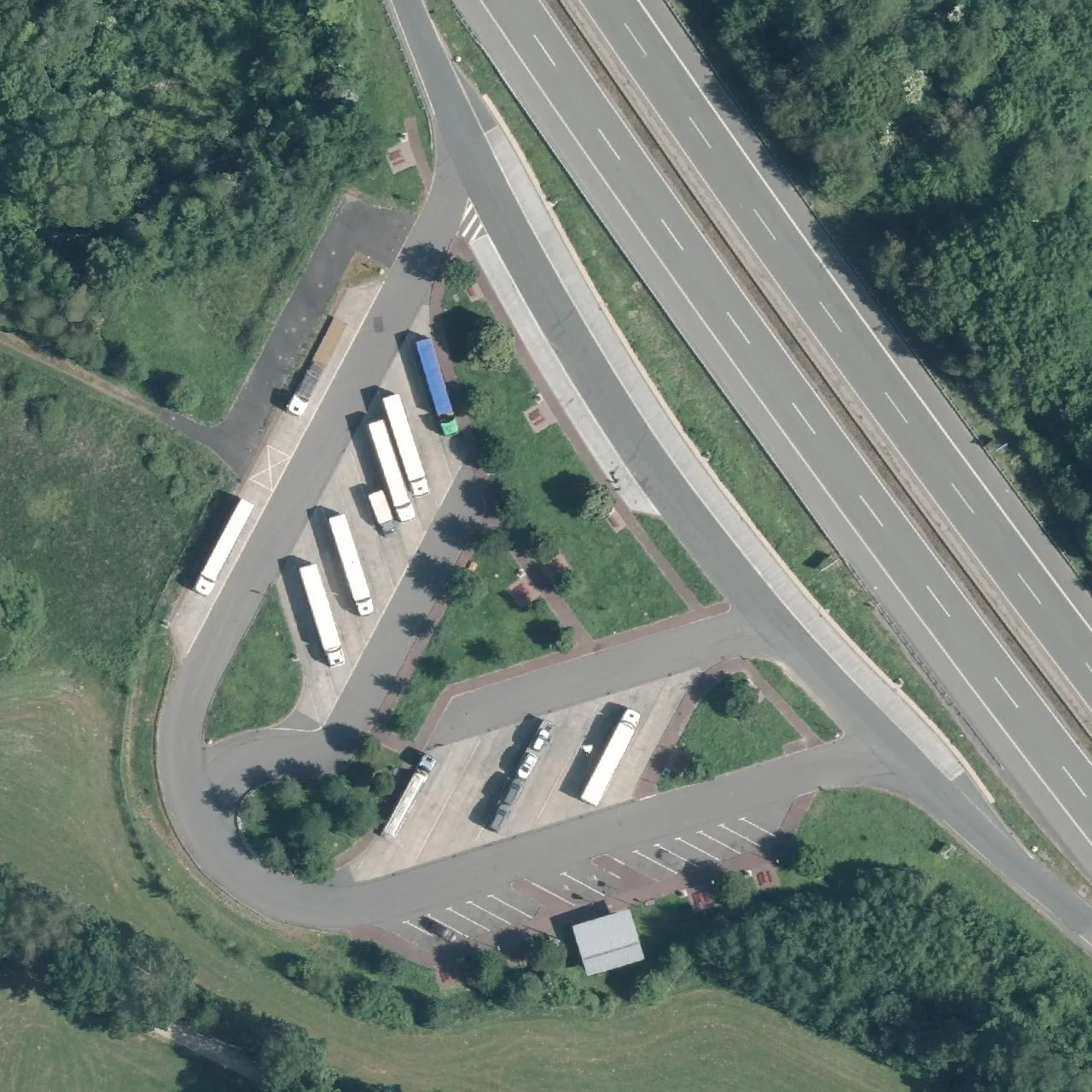 Aerial photo (orthophoto) of truck parking Löffelberg from 2023