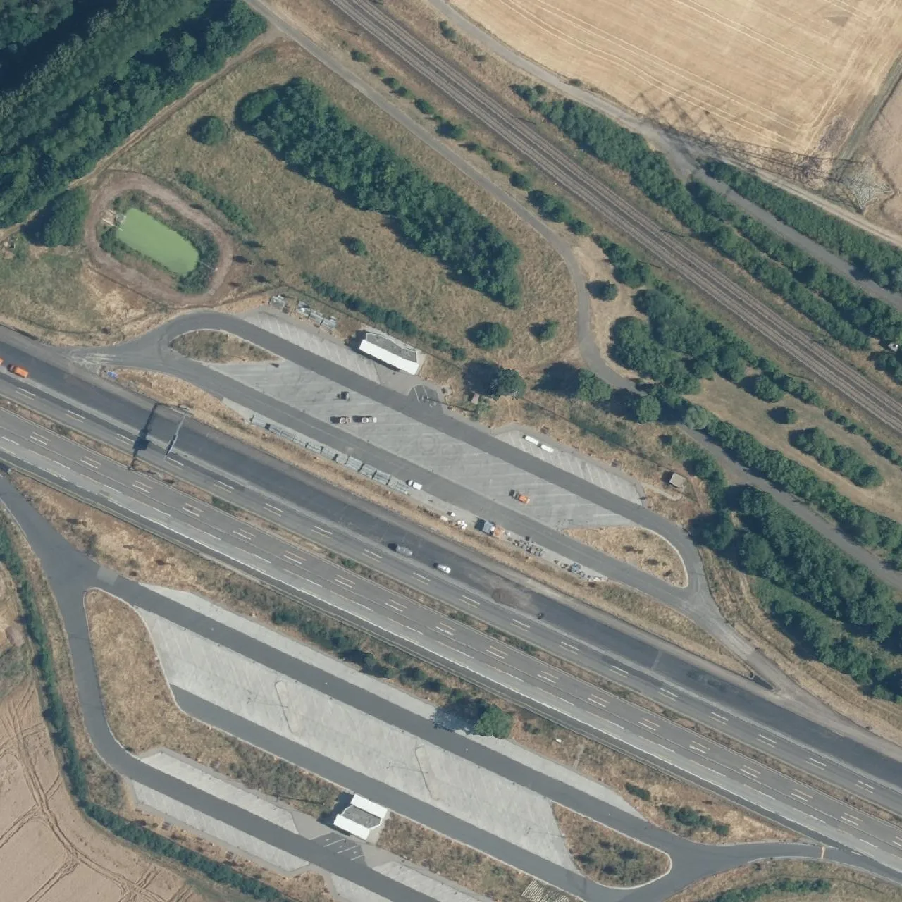 Aerial photo (orthophoto) of truck parking Oberbach from 2023