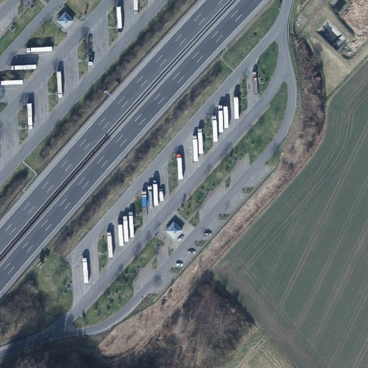 Aerial photo (orthophoto) of truck parking Hasetal Ost from 2024