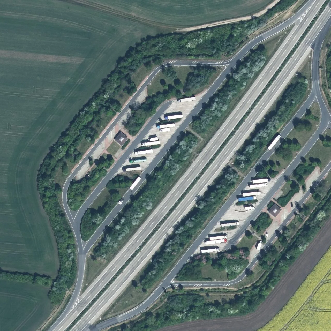 Aerial photo (orthophoto) of truck parking Thüringer Becken West from 2024