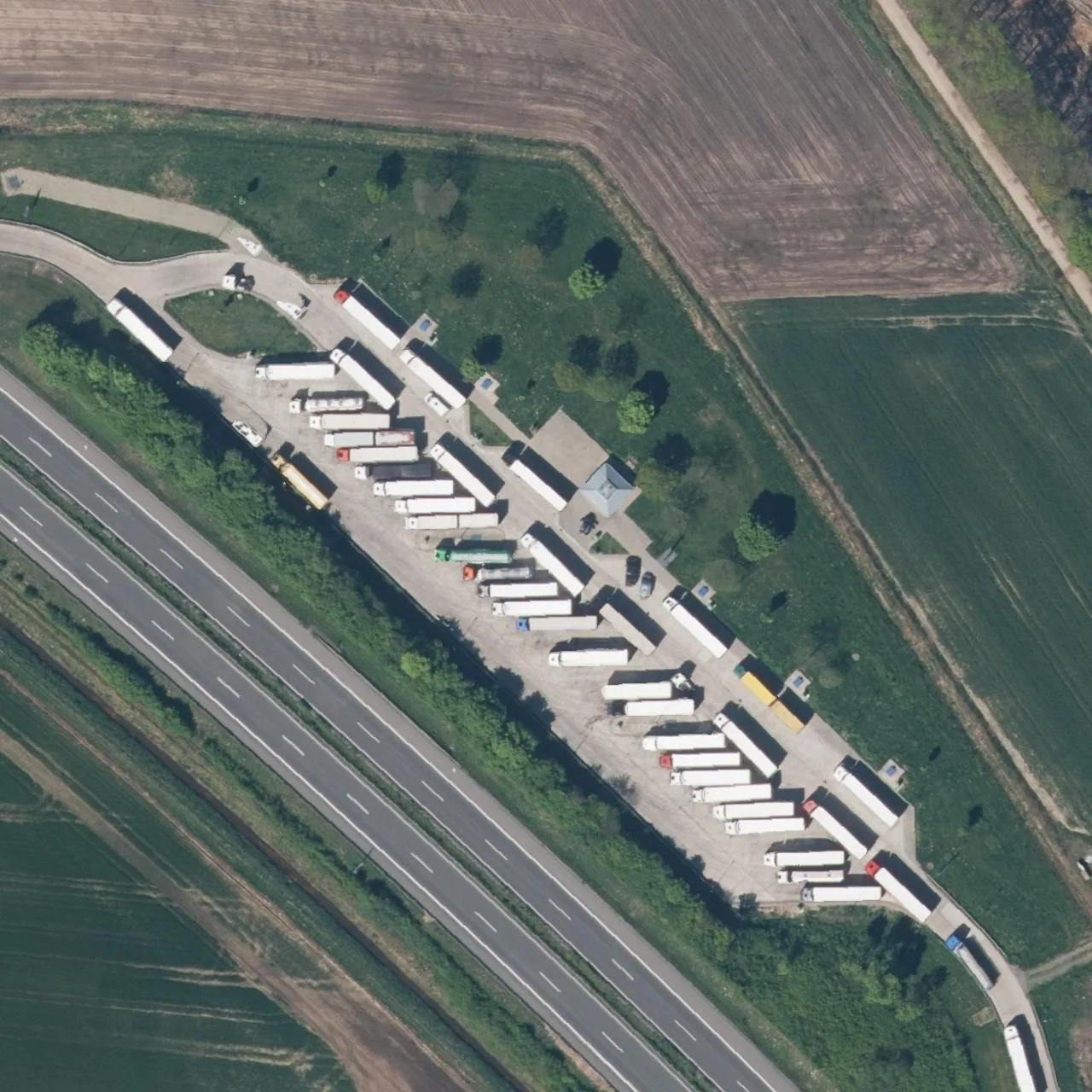 Aerial photo (orthophoto) of truck parking Emstal Nord from 2025
