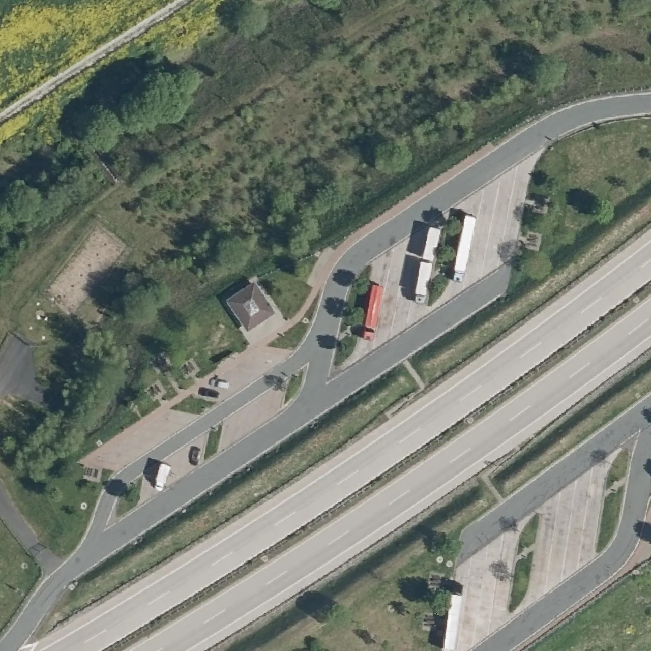 Aerial photo (orthophoto) of truck parking Dolmar West from 2024