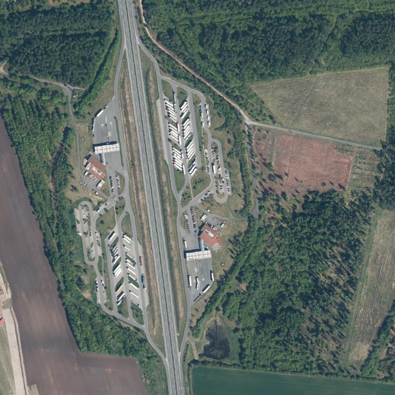 Aerial photo (orthophoto) of truck parking Ems-Vechte (Ost) from 2025