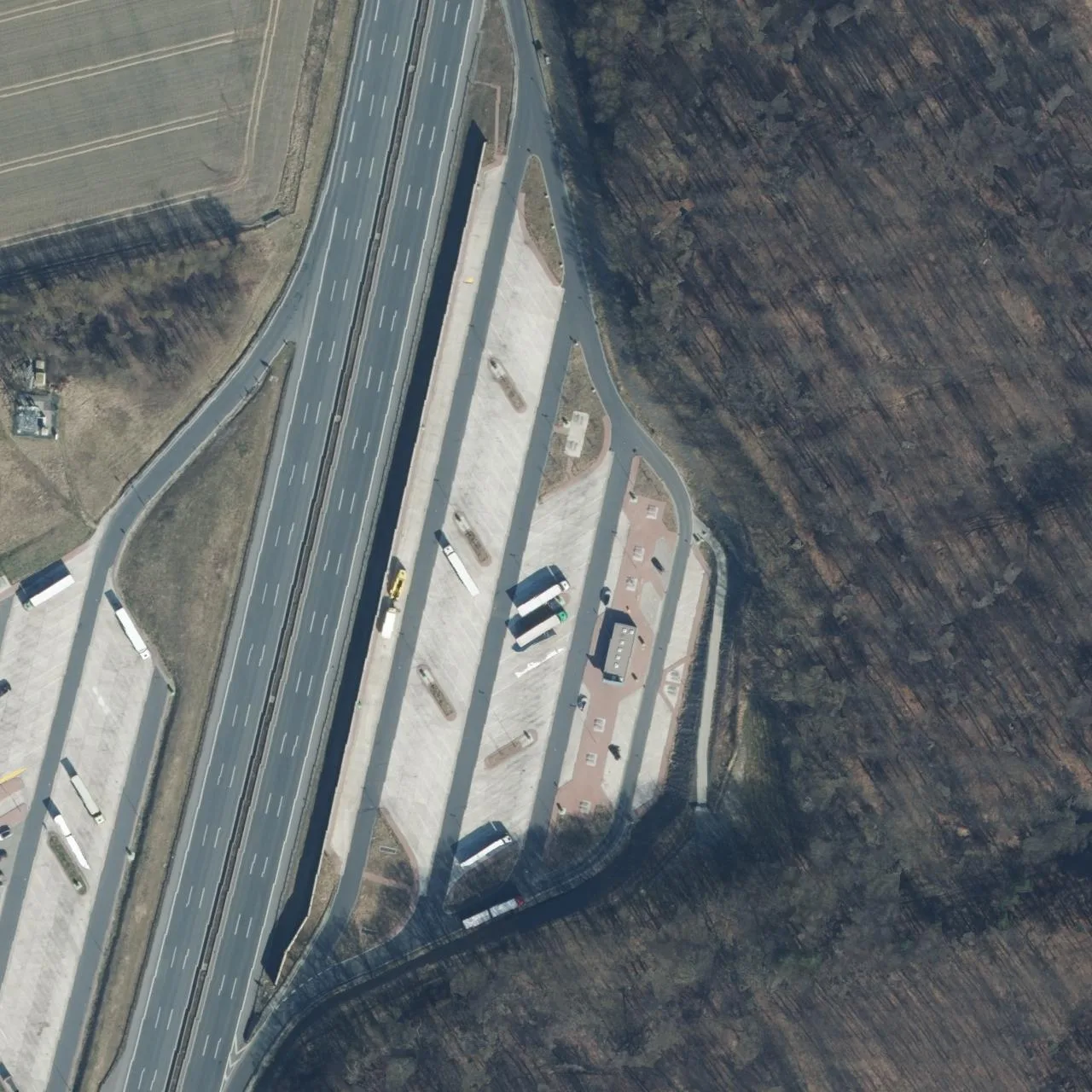 Aerial photo (orthophoto) of truck parking Jägerturm Ost from 2025