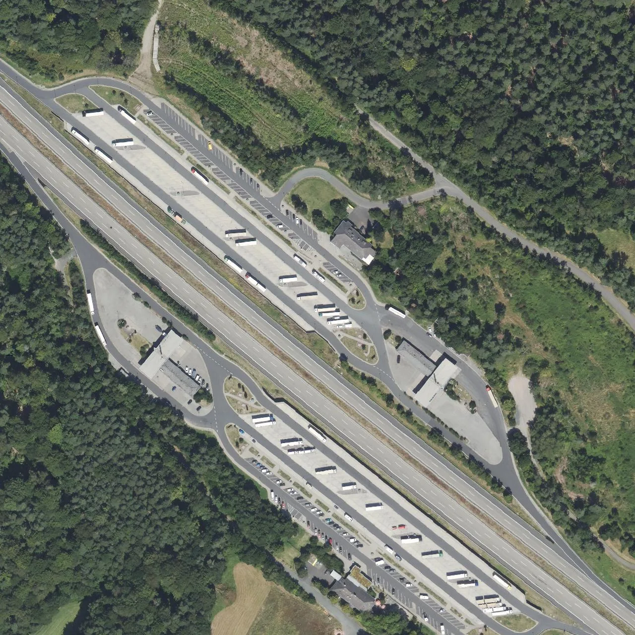 Aerial photo (orthophoto) of truck parking Großenmoor Ost from 2024