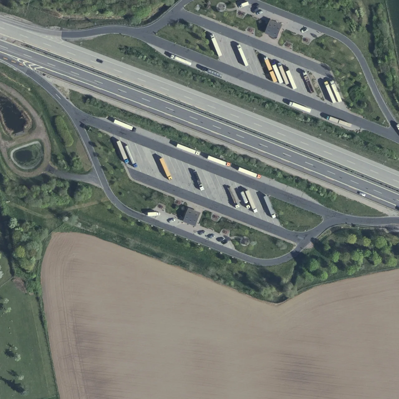 Aerial photo (orthophoto) of truck parking Mühlenberg Süd from 2024
