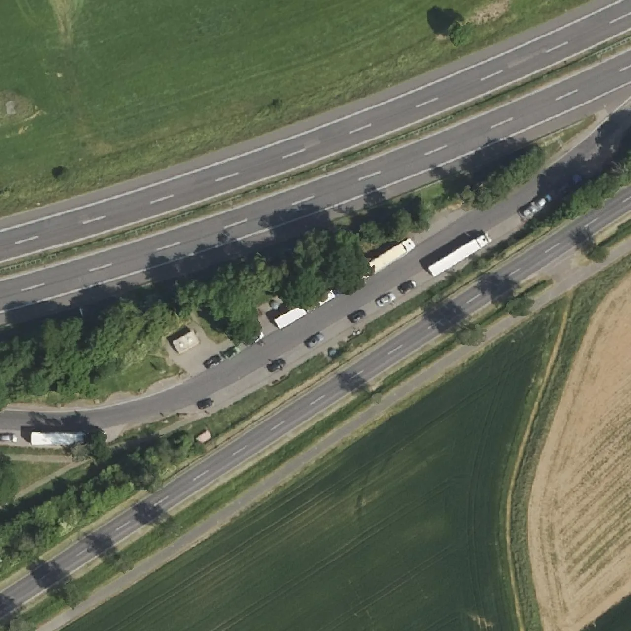 Aerial photo (orthophoto) of truck parking Kinzigtal Süd from 2023