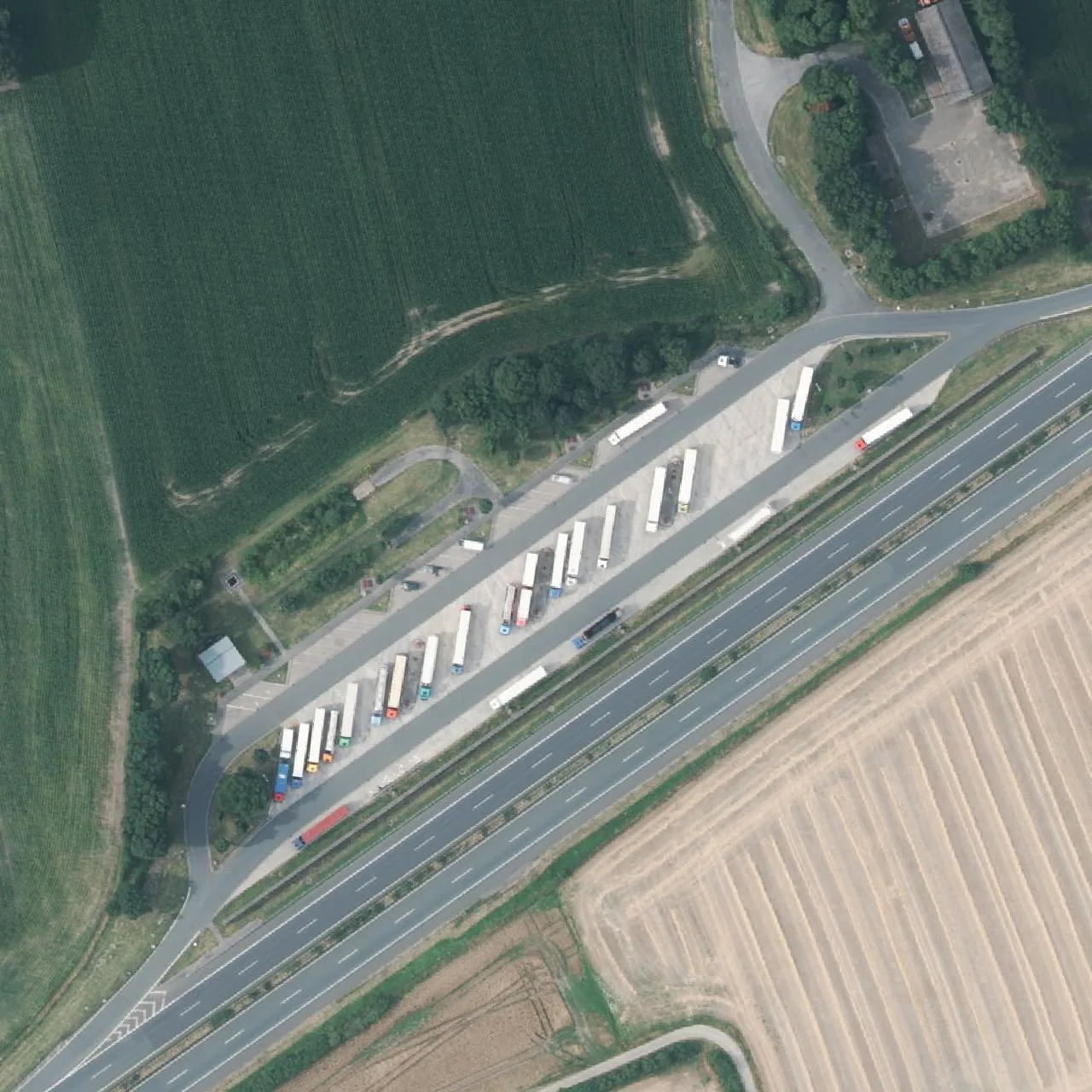 Aerial photo (orthophoto) of truck parking Karthaus from 2024