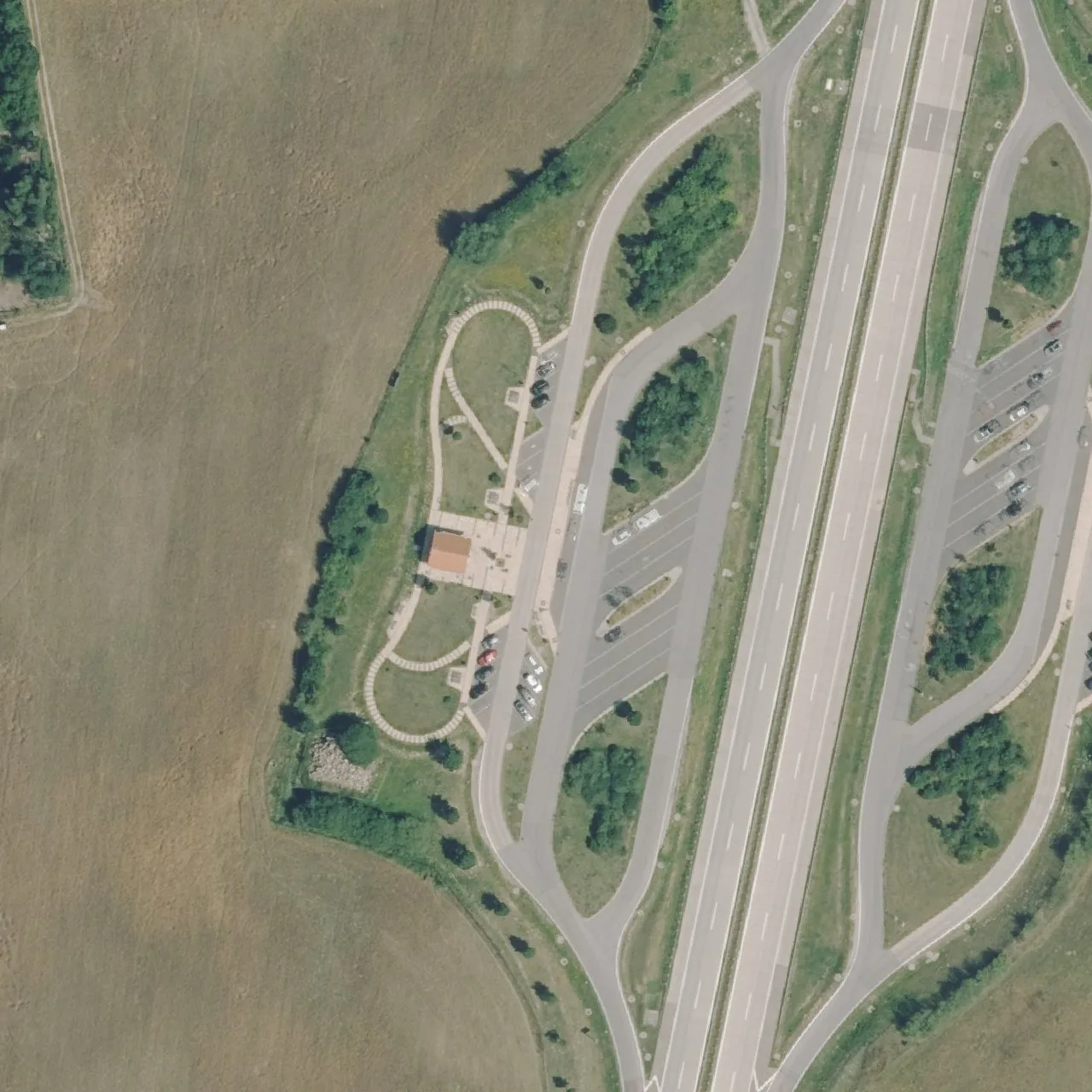 Aerial photo (orthophoto) of truck parking Suckower Forst from 2024
