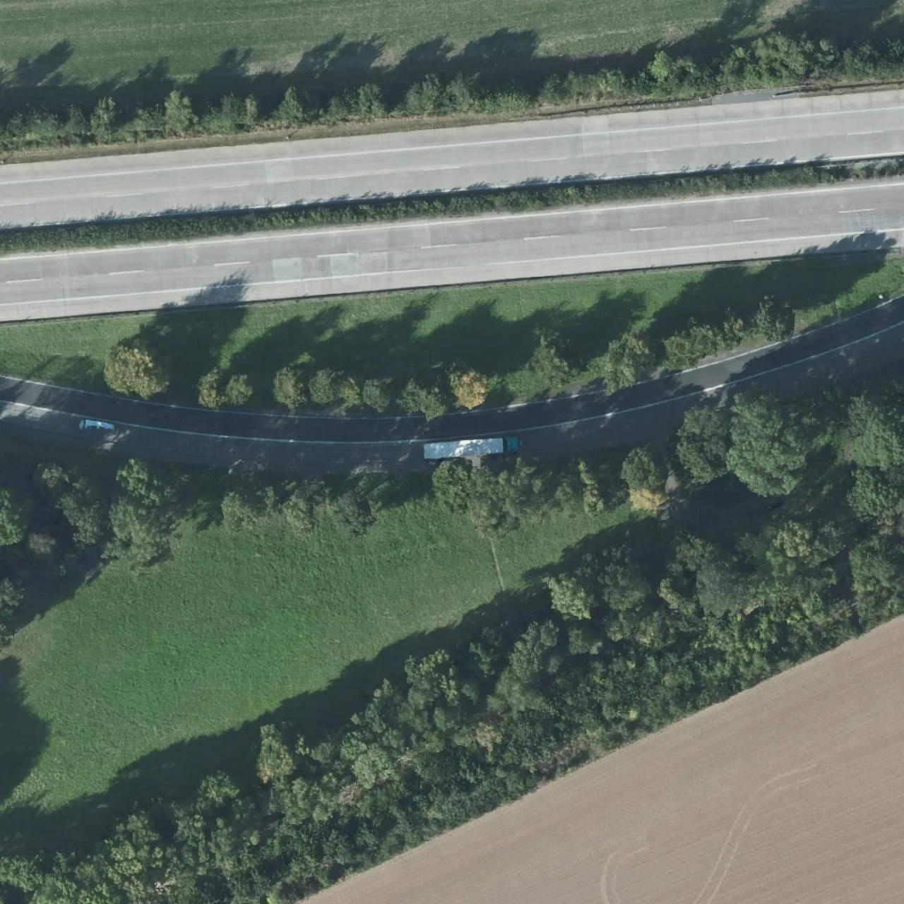 Aerial photo (orthophoto) of truck parking Berge (Süd) from 2024