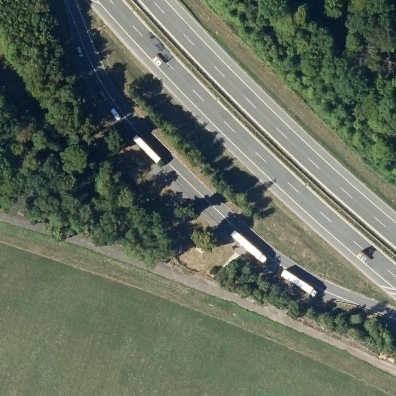Aerial photo (orthophoto) of truck parking Dollwiese West from 2023