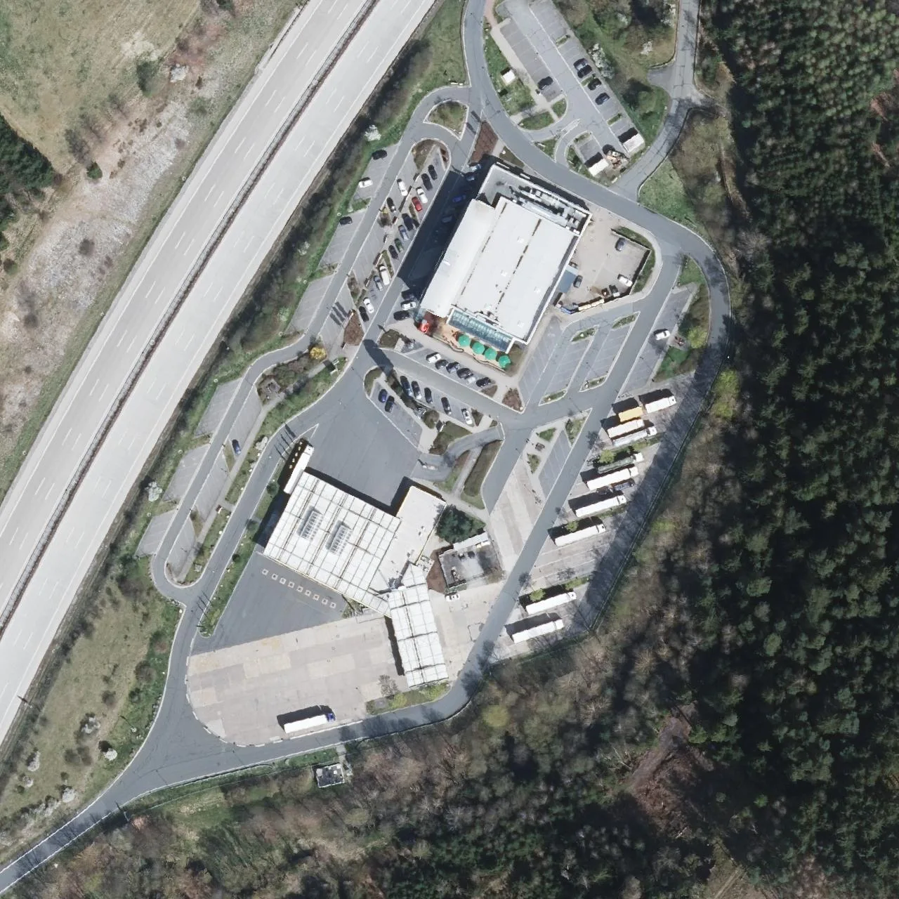 Aerial photo (orthophoto) of truck parking TRM Hirschberg Ost  from 2023