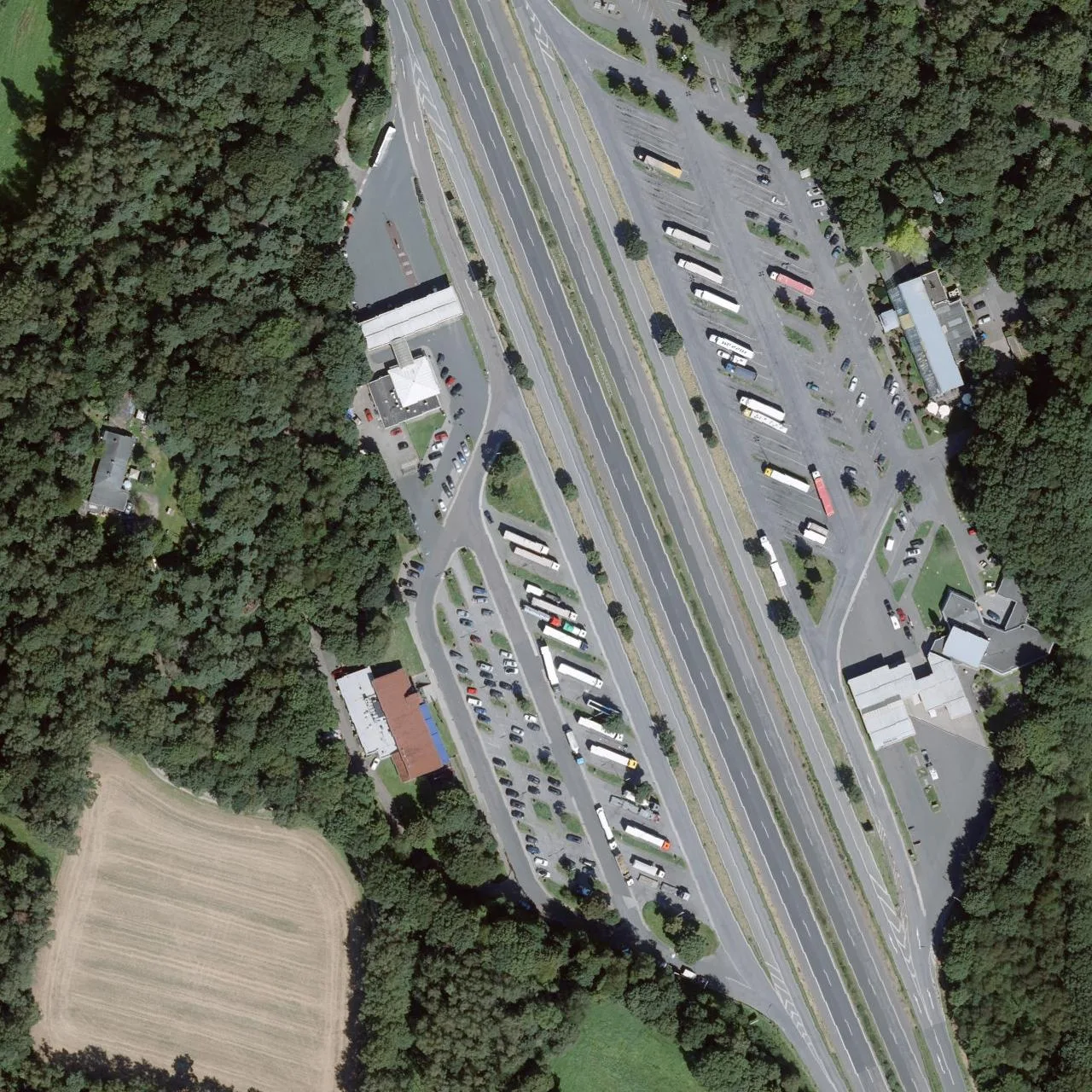 Aerial photo (orthophoto) of truck parking Hünxe West from 2024