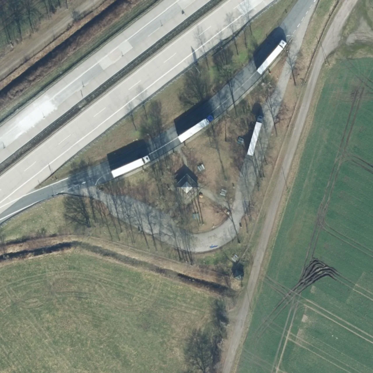 Aerial photo (orthophoto) of truck parking NI 17 Süd bei km 124,2 from 2024