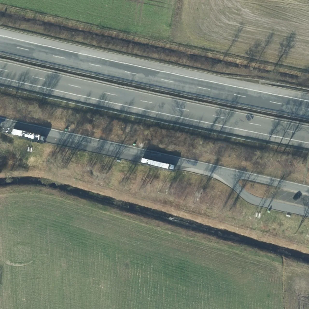 Aerial photo (orthophoto) of truck parking Hasenlager Süd from 2023