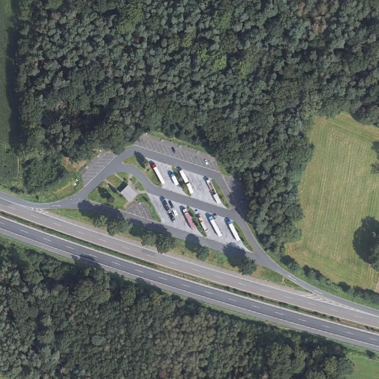 Aerial photo (orthophoto) of truck parking Wispelt from 2024