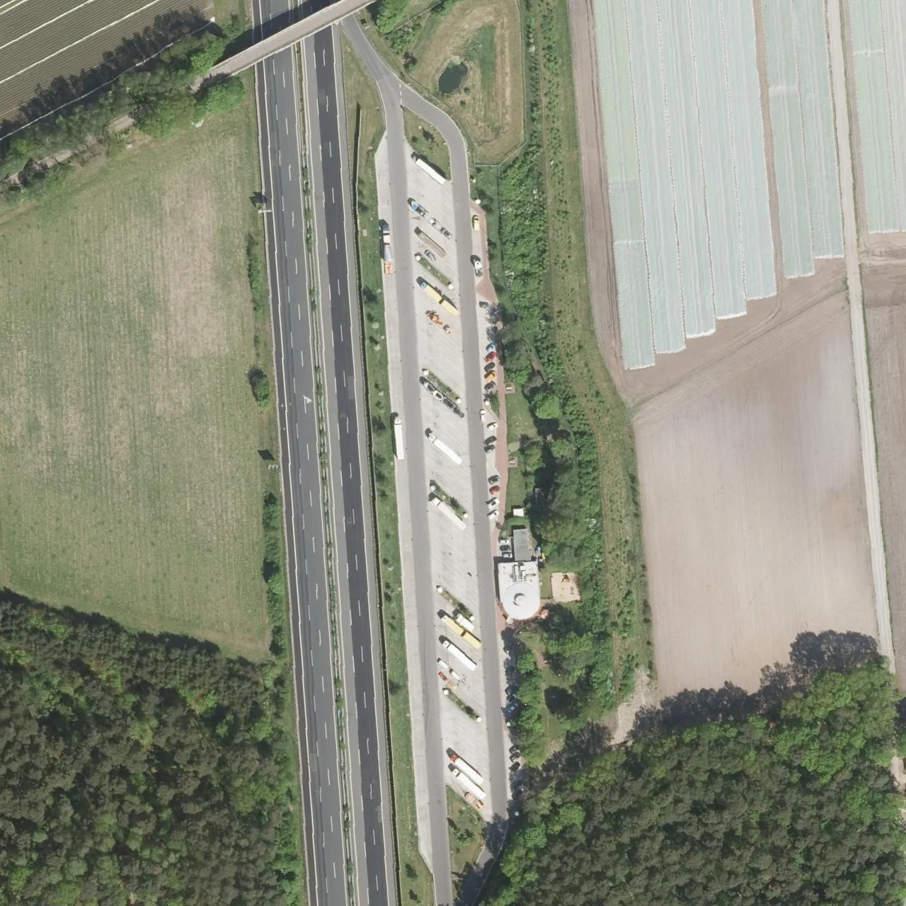 Aerial photo (orthophoto) of truck parking Seevetal Ost from 2024