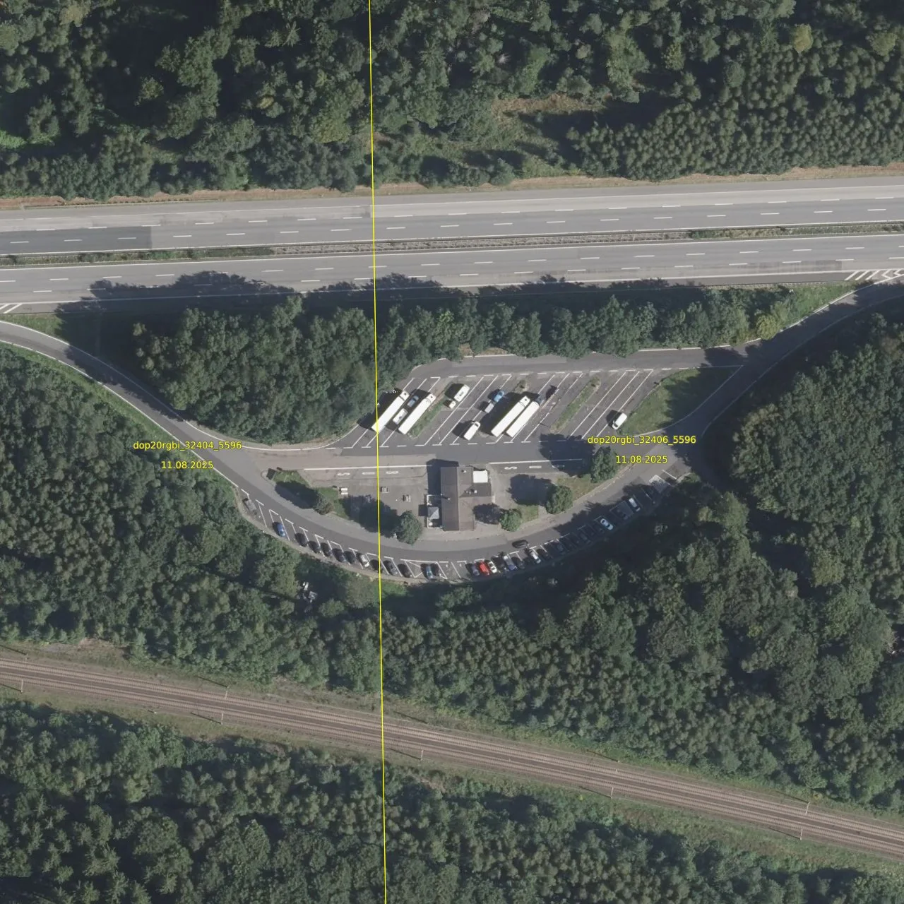 Luftbild (Orthofoto) des LKW-Parkplatzes Sessenhausen  aus dem Jahr 2025