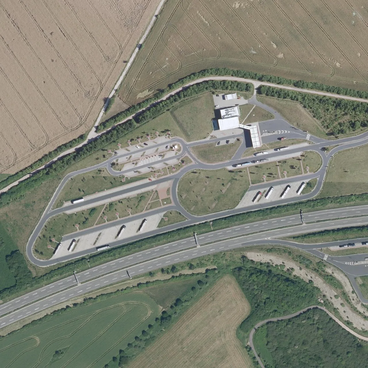Aerial photo (orthophoto) of truck parking Thüringer Wald Nord from 2024