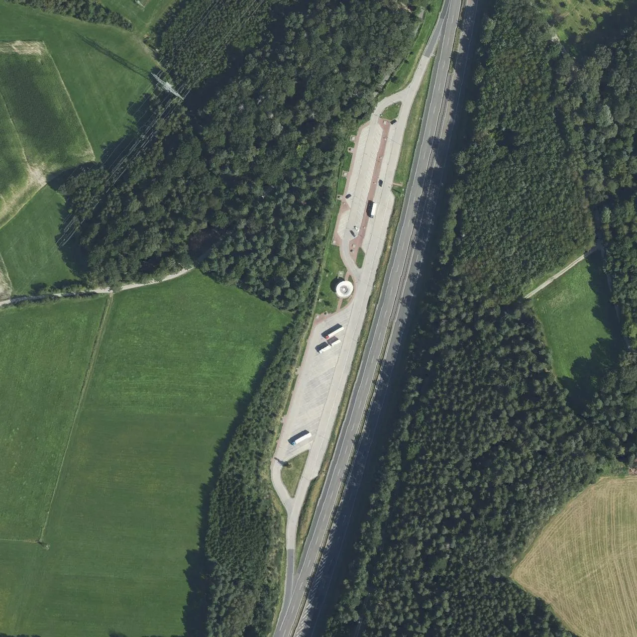 Aerial photo (orthophoto) of truck parking Pilgerzell from 2024