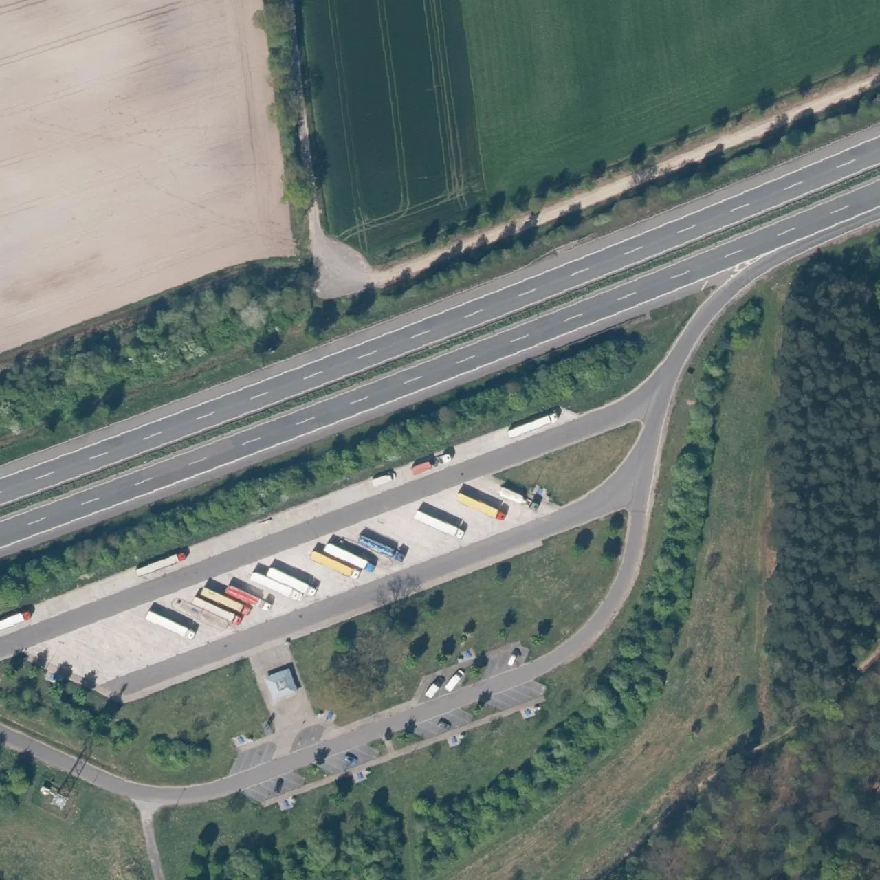 Aerial photo (orthophoto) of truck parking Forsthaus (Ost) from 2025