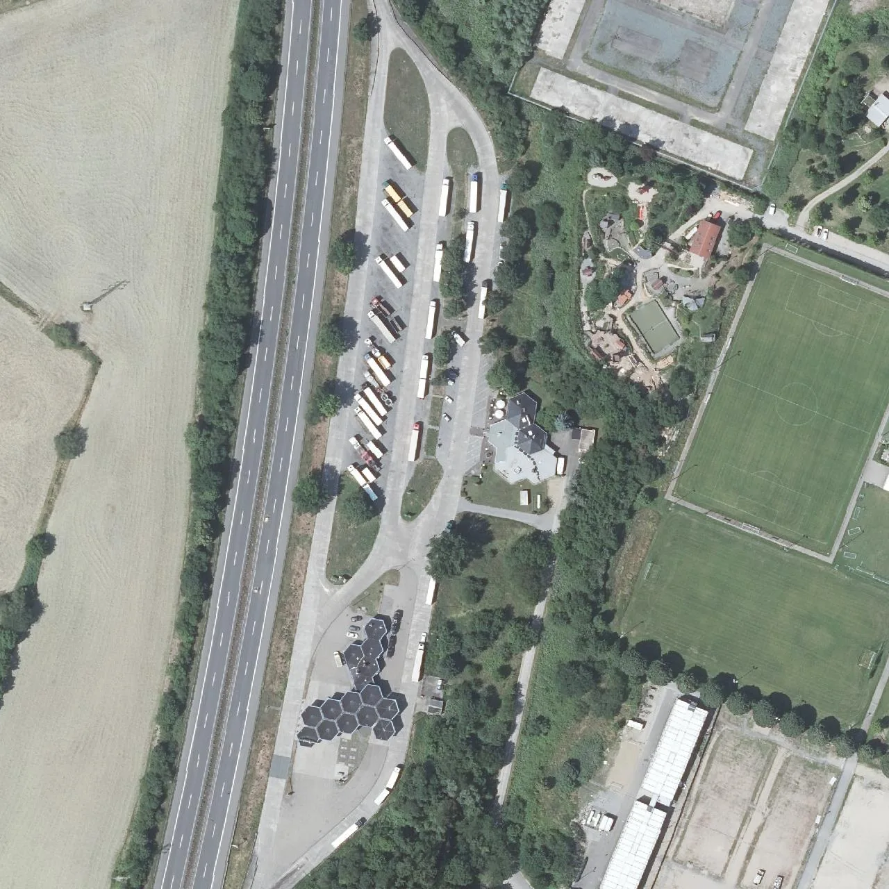 Aerial photo (orthophoto) of truck parking Bergstraße from 2023