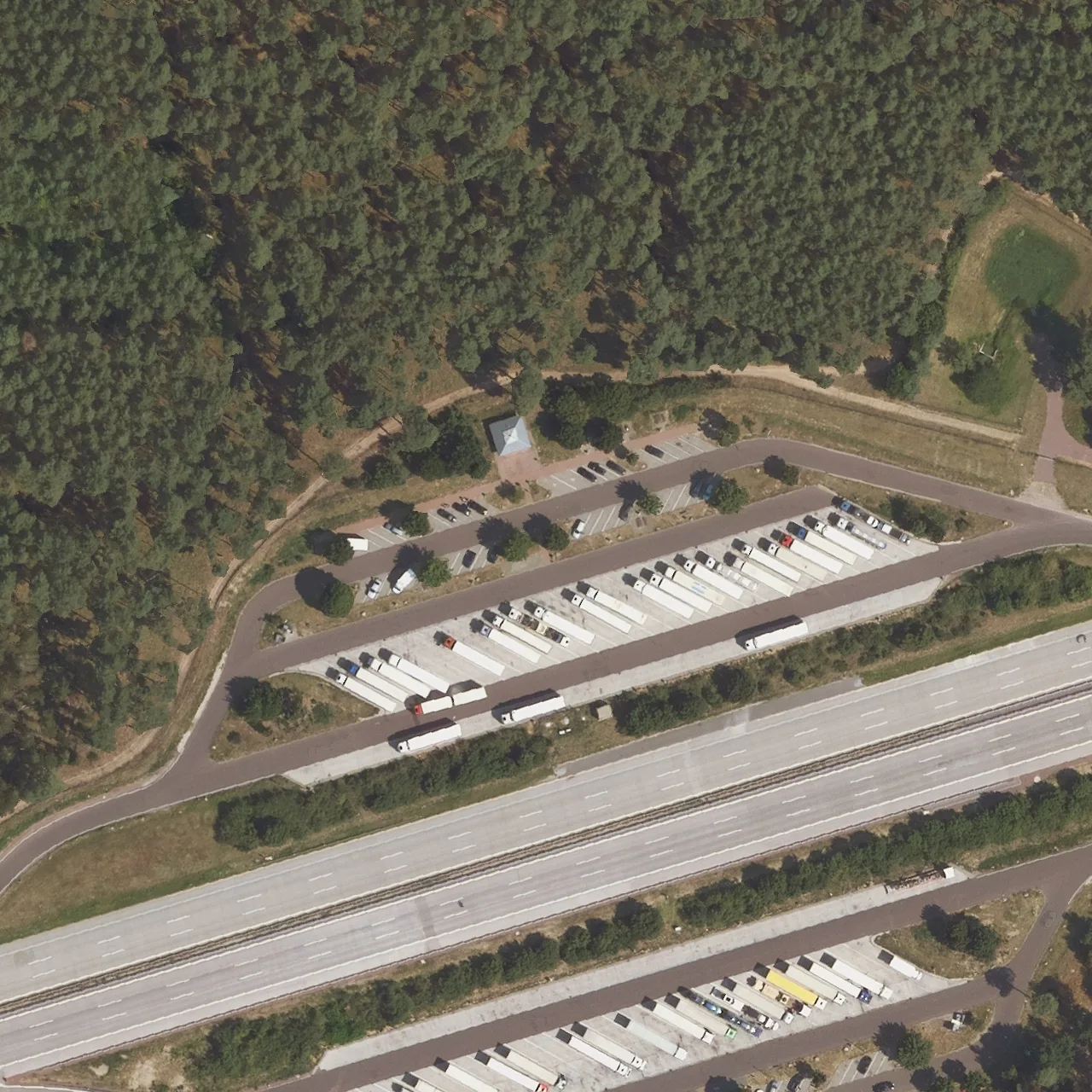 Aerial photo (orthophoto) of truck parking Krähenberge Nord from 2024