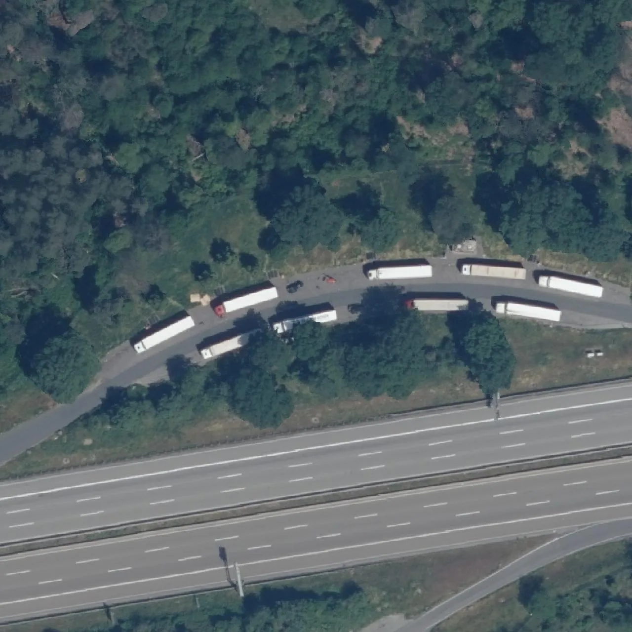 Aerial photo (orthophoto) of truck parking Hainbach Nord from 2023