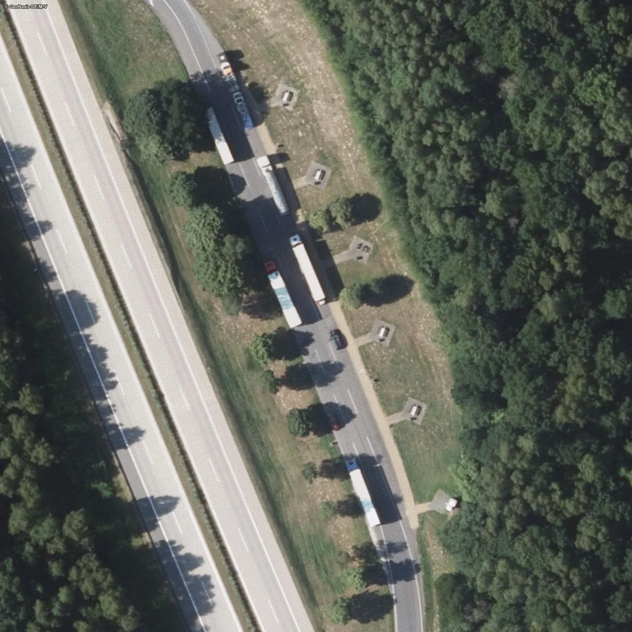 Aerial photo (orthophoto) of truck parking Leizen Ost from 2023