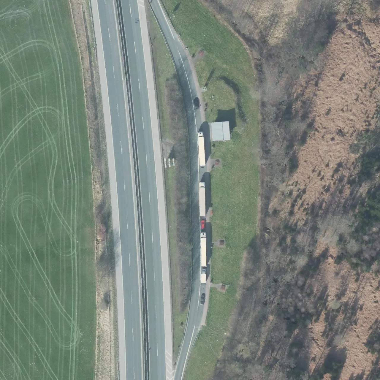 Aerial photo (orthophoto) of truck parking Hagelsiepen from 2025