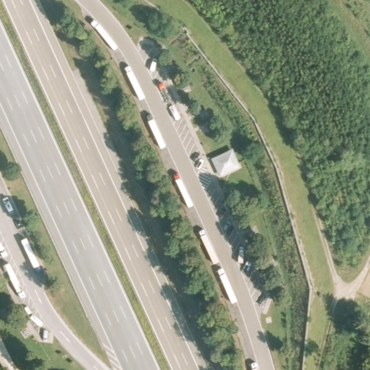 Aerial photo (orthophoto) of truck parking Brunnthal Ost from 2022
