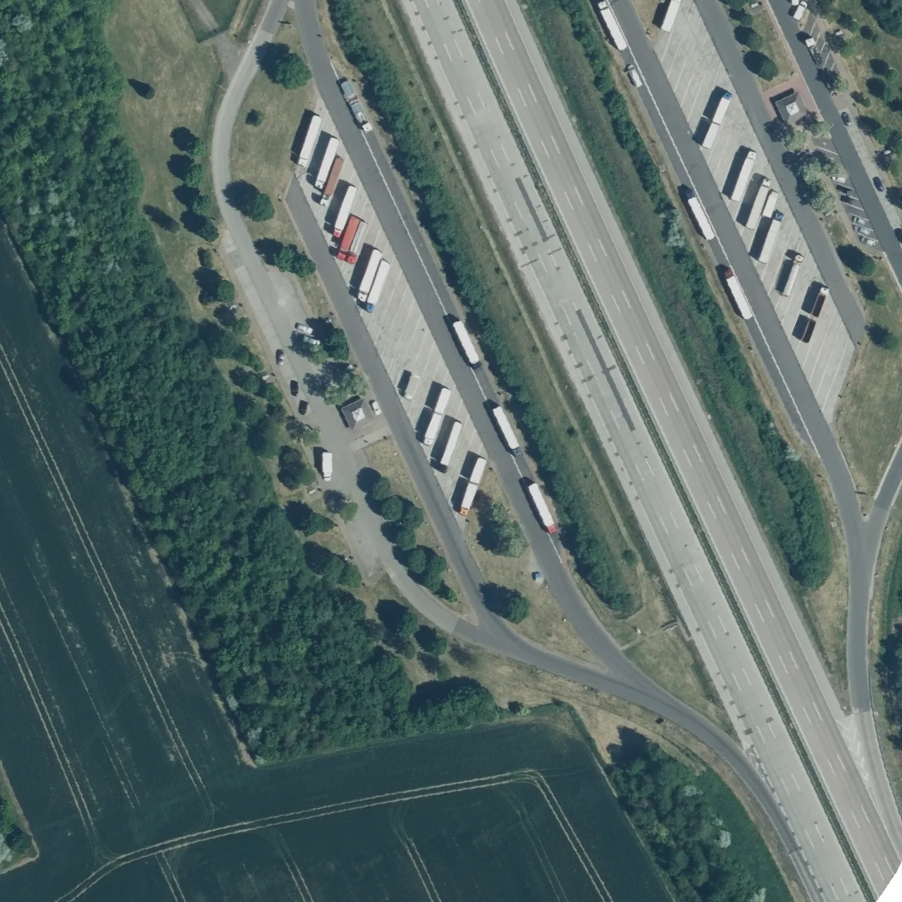 Aerial photo (orthophoto) of truck parking Kapellenberg West from 2024