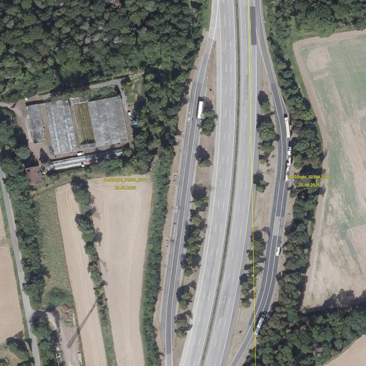 Luftbild (Orthofoto) des LKW-Parkplatzes Neufeld aus dem Jahr 2025