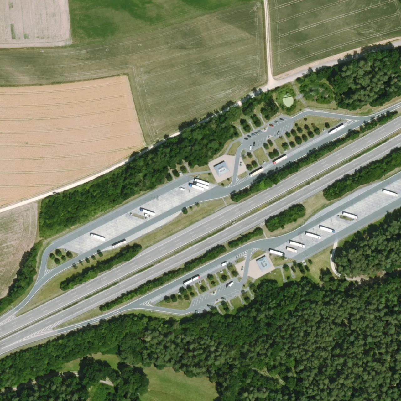 Aerial photo (orthophoto) of truck parking Geisberg Nord from 2025