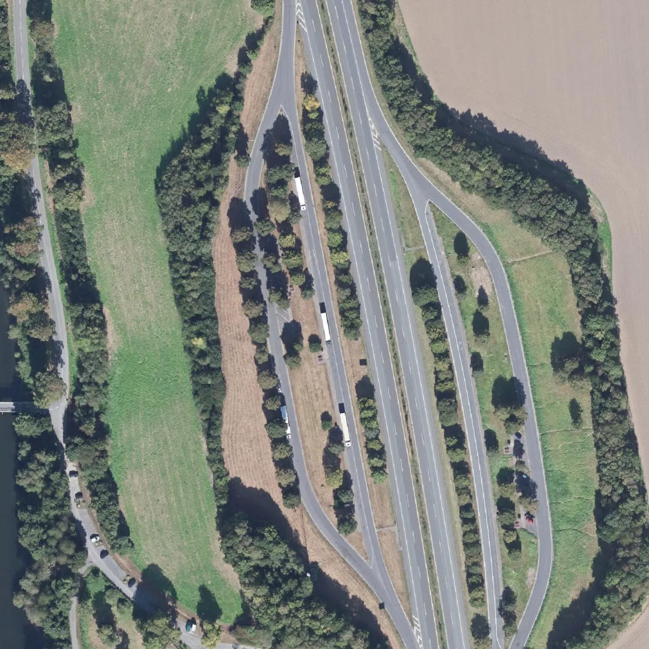 Aerial photo (orthophoto) of truck parking Haus Füchten from 2024