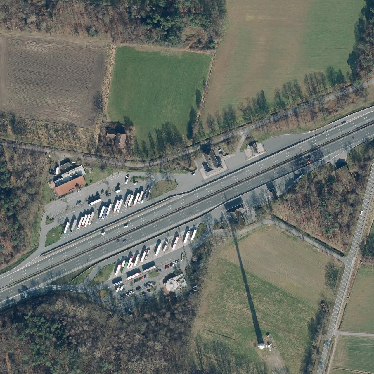Aerial photo (orthophoto) of truck parking Gütersloh (Nord) from 2024