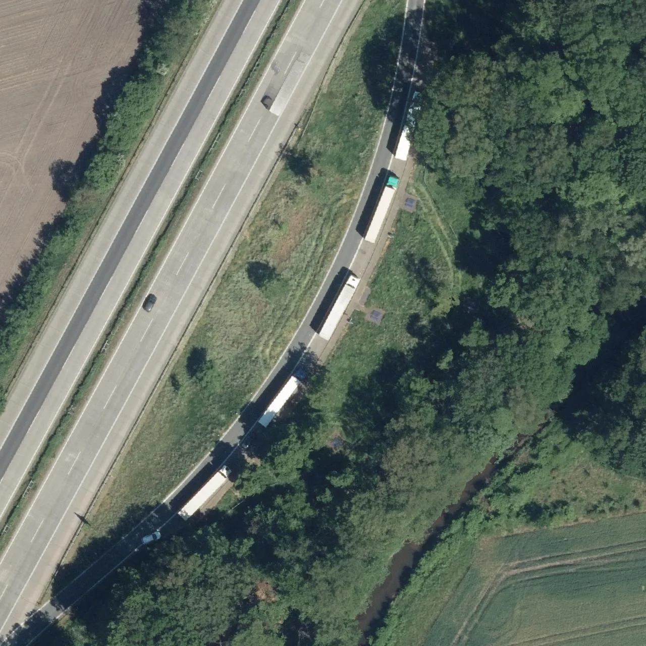 Aerial photo (orthophoto) of truck parking Mühlenbach from 2024