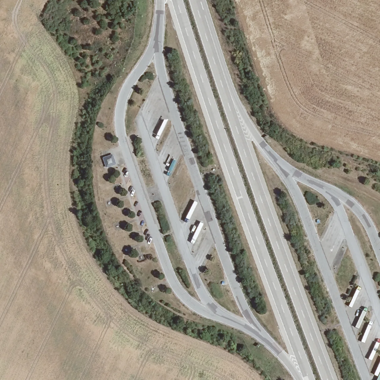 Aerial photo (orthophoto) of truck parking Alter Postweg West from 2025