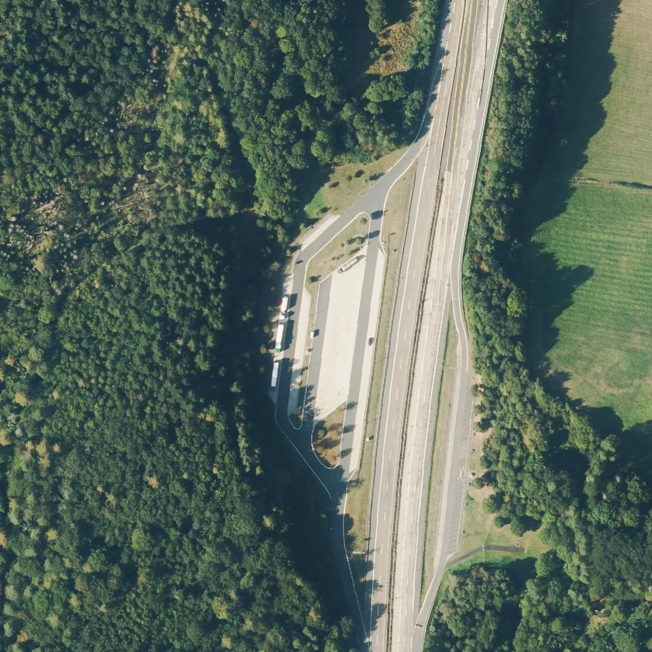 Aerial photo (orthophoto) of truck parking Hirschkopf from 2024