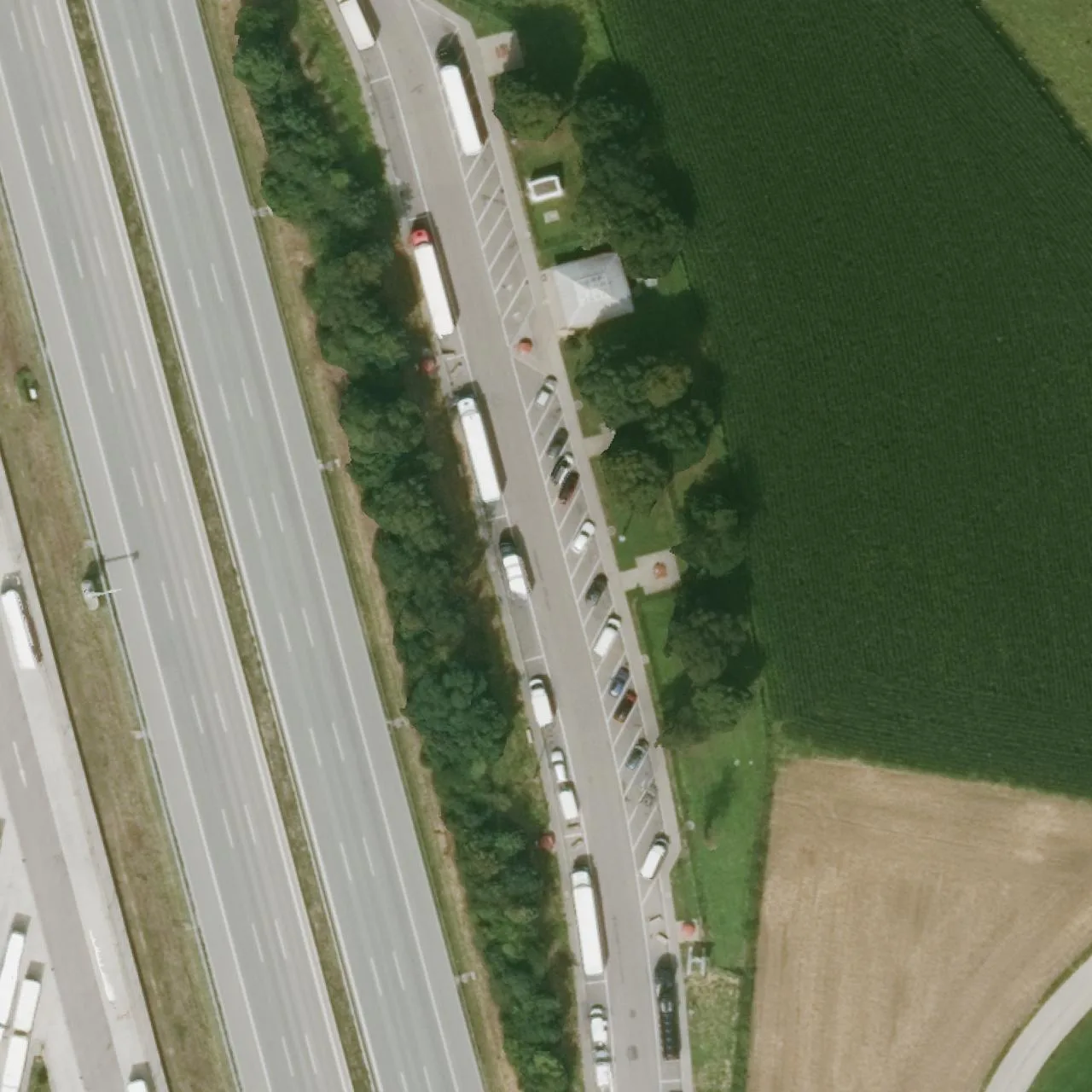 Aerial photo (orthophoto) of truck parking Eichfeld Ost from 2022