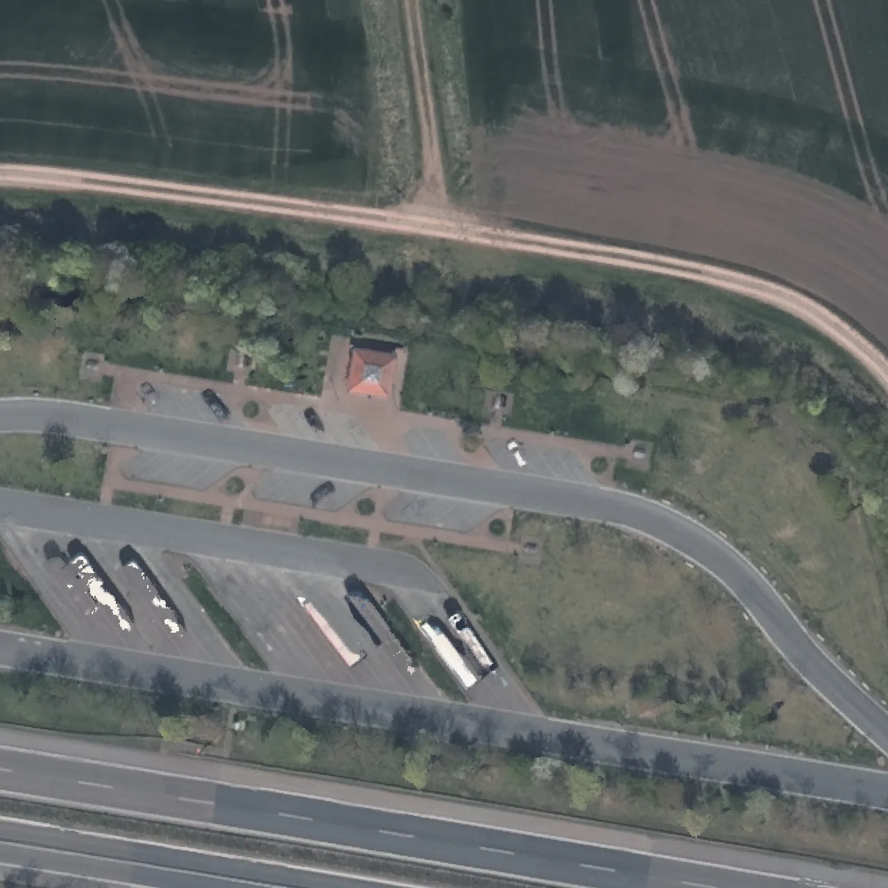Aerial photo (orthophoto) of truck parking Helmetal Nord from 2024