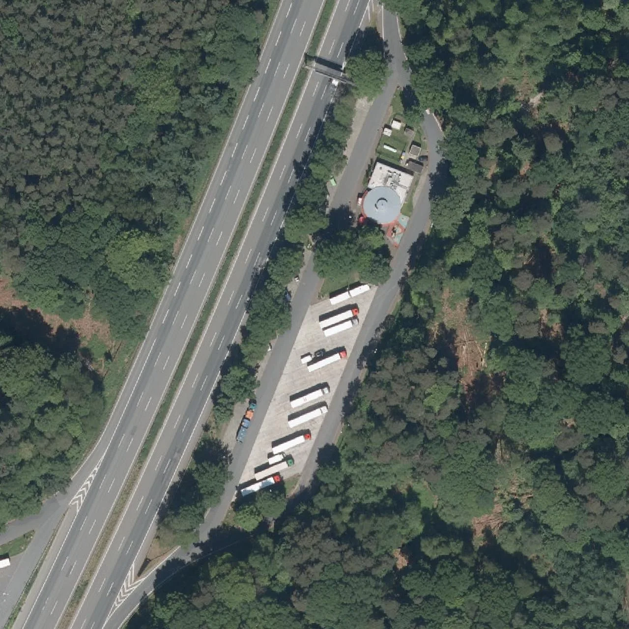 Aerial photo (orthophoto) of truck parking Obergassel from 2024